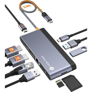 Novoo 10-In-1 Usb C Docking Station Dual Monitor, Single 8k@30hz, Dual 4k@60hz Hdmi, Novoo 10-In-1 Usb C Docking Station Dual Monitor, Single 8k@30hz, Dual 4k@60hz Hdmi,