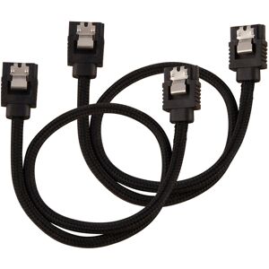 Corsair Premium Sleeved Sata Iii Cables (2 Pack) - Black Corsair Premium Sleeved Sata Iii Cables (2 Pack) - Black