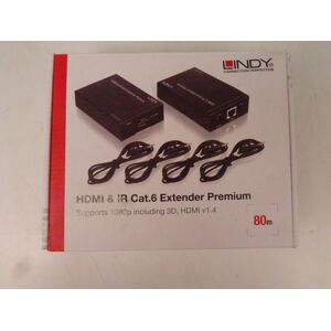 Lindy 80m Cat6 Hdmi & Ir Extender Premium With Power Supply Supports 1080p Lindy 80m Cat6 Hdmi & Ir Extender Premium With Power Supply Supports 1080p