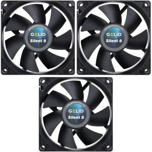 3 X Pack Gelid Solutions Silent 8 Black 80mm Case Fans 1600 Rpm 21 Cfm 3-Pin 3 X Pack Gelid Solutions Silent 8 Black 80mm Case Fans 1600 Rpm 21 Cfm 3-Pin