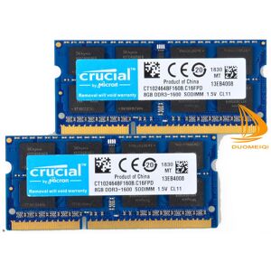 Crucial 2x 8gb 2rx8 Pc3-12800s Ddr3-1600mhz Sodimm Laptop Memory Ram 204pin^! Crucial 2x 8gb 2rx8 Pc3-12800s Ddr3-1600mhz Sodimm Laptop Memory Ram 204pin^!