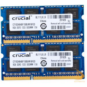 Crucial Ddr3 Ram 16gb 2x 8gb Pc3-10600 1333mhz Sodimm Laptop Memory 1.5v Nonecc Crucial Ddr3 Ram 16gb 2x 8gb Pc3-10600 1333mhz Sodimm Laptop Memory 1.5v Nonecc