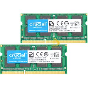 Crucial 2pcs 8gb 2rx8 Pc3 12800s Ddr3 1600mhz 204pin Sodimm Laptop Memory Ram &x Crucial 2pcs 8gb 2rx8 Pc3 12800s Ddr3 1600mhz 204pin Sodimm Laptop Memory Ram &x