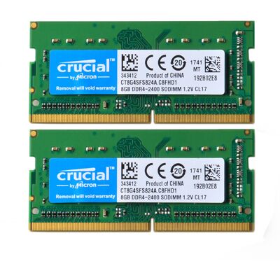 Crucial 2x 8gb 1rx8 Pc4-19200 Ddr4 2400t Sodimm Laptop Memory Ram Ct8g4sfs824a#, Crucial 2x 8gb 1rx8 Pc4-19200 Ddr4 2400t Sodimm Laptop Memory Ram Ct8g4sfs824a#,