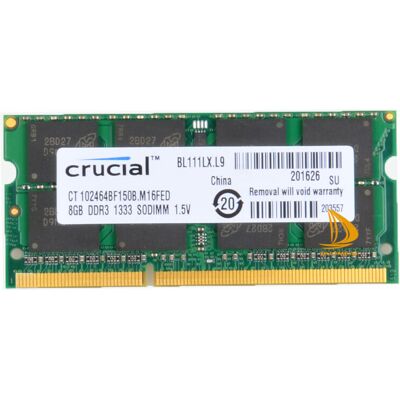 Crucial 8gb 2rx8 Pc3-10600s Ddr3-1333mhz 1.5v Sodimm Laptop Memory Ram Non-Ecc $ Crucial 8gb 2rx8 Pc3-10600s Ddr3-1333mhz 1.5v Sodimm Laptop Memory Ram Non-Ecc $