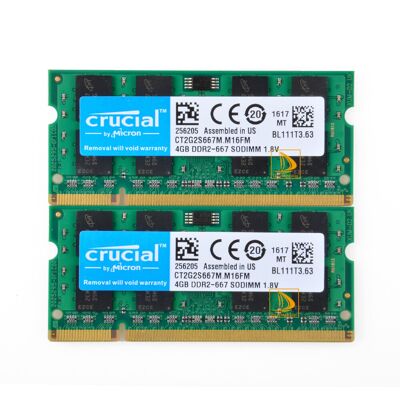 8gb Crucial 2pcs 4gb 2rx8 Pc2-5300s Ddr2 667mhz 200pin Ram Memory Laptop So-Dimm 8gb Crucial 2pcs 4gb 2rx8 Pc2-5300s Ddr2 667mhz 200pin Ram Memory Laptop So-Dimm