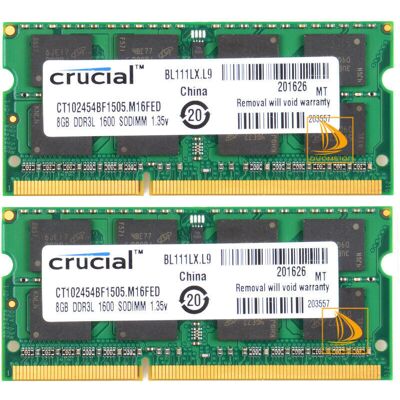 Crucial 16gb (2x 8gb) Pc3l-12800 Ddr3l-1600mhz Sdram Sodimm Laptop Memory Ram.- Crucial 16gb (2x 8gb) Pc3l-12800 Ddr3l-1600mhz Sdram Sodimm Laptop Memory Ram.-