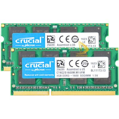 Crucial Kits 2pcs 8gb 2rx8 Pc3 12800s Ddr3 1600 1.5v Sodimm Laptop Memory Ram &2 Crucial Kits 2pcs 8gb 2rx8 Pc3 12800s Ddr3 1600 1.5v Sodimm Laptop Memory Ram &2