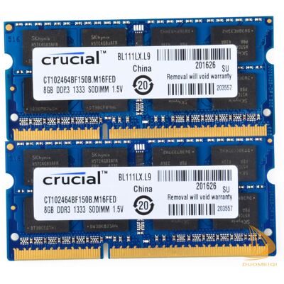 Crucial 2pcs 8gb 2rx8 Pc3-10600s Ddr3-1333mhz Sodimm Laptop Memory Ram 1.5v @dd Crucial 2pcs 8gb 2rx8 Pc3-10600s Ddr3-1333mhz Sodimm Laptop Memory Ram 1.5v @dd