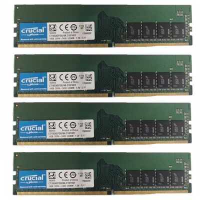 Crucial 4x 16gb 1rx8 Pc4-2400t Ddr4 19200mhz 288pin Udimm Desktop Memory Ram\"*- Crucial 4x 16gb 1rx8 Pc4-2400t Ddr4 19200mhz 288pin Udimm Desktop Memory Ram\"*-