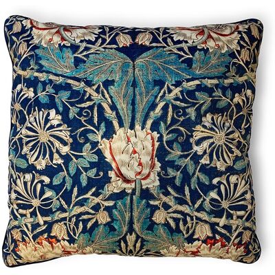 The Art Group William Morris Honeysuckle Cushion - 55 X 55cm Piped Velvet The Art Group William Morris Honeysuckle Cushion - 55 X 55cm Piped Velvet