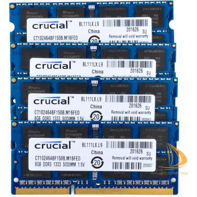 Crucial Kits 4x 8gb 2rx8 Pc3-10600s Ddr3-1333mhz Sodimm Laptop Memory Ram 1.5v & Crucial Kits 4x 8gb 2rx8 Pc3-10600s Ddr3-1333mhz Sodimm Laptop Memory Ram 1.5v &