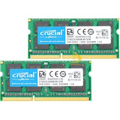 Crucial 2pcs 8gb 2rx8 Pc3 12800s Ddr3 1600mhz 204pin Sodimm Laptop Memory Ram &x Crucial 2pcs 8gb 2rx8 Pc3 12800s Ddr3 1600mhz 204pin Sodimm Laptop Memory Ram &x