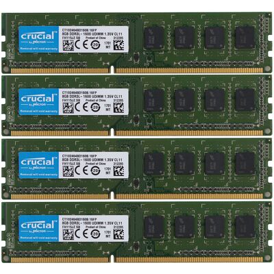 Crucial 4pcs 8gb 2rx8 Pc3l 12800u Ddr3 1600mhz 1.35v Memory Ram Dimm Desktop @dd Crucial 4pcs 8gb 2rx8 Pc3l 12800u Ddr3 1600mhz 1.35v Memory Ram Dimm Desktop @dd