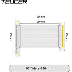 Pci-E 4.0 X16 Riser Cable Video Card Emi Shielded High-Speed Extender Cord Pci-E 4.0 X16 Riser Cable Video Card Emi Shielded High-Speed Extender Cord