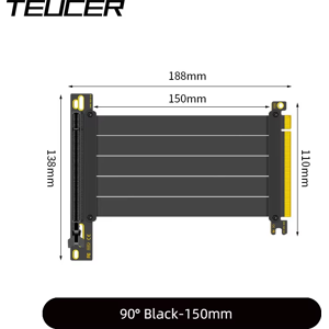 Pci-E 4.0 X16 Riser Cable Video Card Emi Shielded High-Speed Extender Cord Pci-E 4.0 X16 Riser Cable Video Card Emi Shielded High-Speed Extender Cord