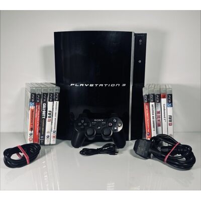 Sony Ps3 Playstation 3 Fat 80gb Black Console / Tested Working : 10 Free Games Sony Ps3 Playstation 3 Fat 80gb Black Console / Tested Working : 10 Free Games