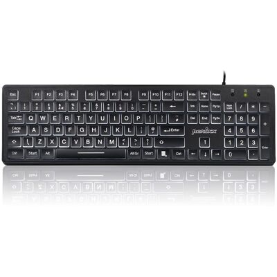 Perixx Periboard-317 Wired USB White LED Backlit Keyboard - Big Print Illuminated Perixx Periboard-317 Wired USB White LED Backlit Keyboard - Big Print Illuminated