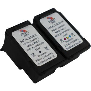 Rocket Inks Pg545xl Black & Cl546xl Colour Refilled Ink Cartridge For Canon Pixma Mg2555 Rocket Inks Pg545xl Black & Cl546xl Colour Refilled Ink Cartridge For Canon Pixma Mg2555
