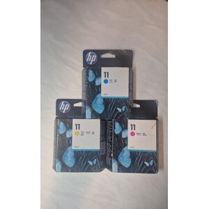 HP 11 Cyan Magenta Yellow Ink Cartridge Set C4836a C4837a C4838a Genuine Sealed HP 11 Cyan Magenta Yellow Ink Cartridge Set C4836a C4837a C4838a Genuine Sealed