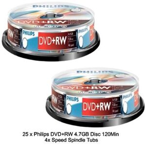 Philips 4.7GB DVD+RW Rewritable Discs - DVD+RW Discs Philips 4.7GB DVD+RW Rewritable Discs - DVD+RW Discs