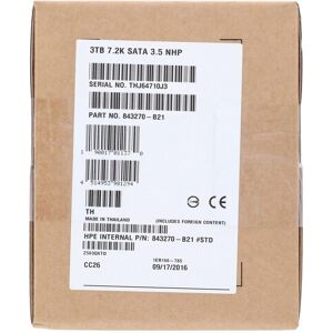 HP 843270-B21d 3tb 3.5in Sata 7.2k 6gbps Hdd - 1yr Warranty HP 843270-B21d 3tb 3.5in Sata 7.2k 6gbps Hdd - 1yr Warranty