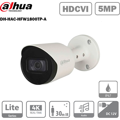 Dahua 4-In-1 Hac-Hfw1800t-A-0280B Camera - 8MP 4K UHD White Dahua 4-In-1 Hac-Hfw1800t-A-0280B Camera - 8MP 4K UHD White