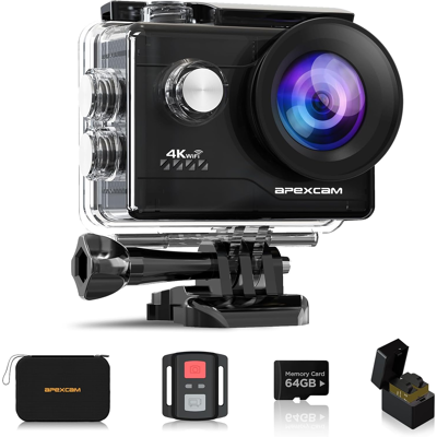 Apexcam Action Camera 4k With 64gb Memory Card Wifi Underwater Camera Waterproof Apexcam Action Camera 4k With 64gb Memory Card Wifi Underwater Camera Waterproof