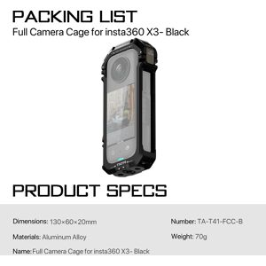 Tilta Full Camera Cage Ta-T41-Fcc-B For Insta360 X3 Camera Tilta Full Camera Cage Ta-T41-Fcc-B For Insta360 X3 Camera