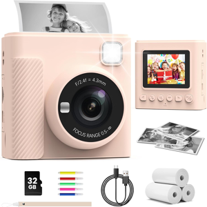 Tiatua Kids Camera Instant Print, 2.4'' Instant Camera For Kids With 32g Card & Print P Tiatua Kids Camera Instant Print, 2.4'' Instant Camera For Kids With 32g Card & Print P