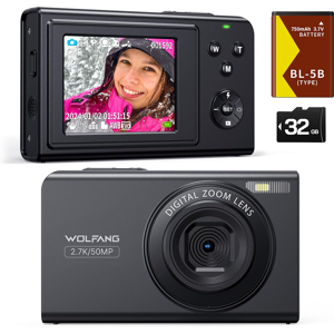 Wolfang Digital Camera, 2.7k Kids Camera For Photography, 50mp Compact Vlogging, Wolfang Digital Camera, 2.7k Kids Camera For Photography, 50mp Compact Vlogging,