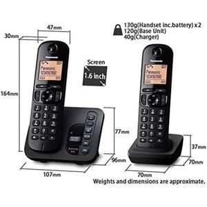 Panasonic Kx-Tgc222eb Dect Cordless Phone With Answering Machine 1.6 Inch 2 Pack Panasonic Kx-Tgc222eb Dect Cordless Phone With Answering Machine 1.6 Inch 2 Pack