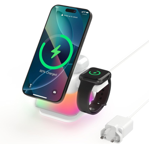 Does Not Apply 3 In 1 Charging Station,15w Fast Wireless Charger With Multi-Color Light Compati Does Not Apply 3 In 1 Charging Station,15w Fast Wireless Charger With Multi-Color Light Compati