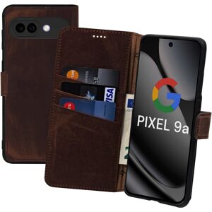 Suncase® Case For Google Pixel 9a Book Case Real Leather Protection Cover Antique Coffee Suncase® Case For Google Pixel 9a Book Case Real Leather Protection Cover Antique Coffee