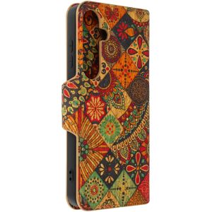 Avizar Galaxy S24 Cork Wallet Case - Bohemian Design - Multicolor Avizar Galaxy S24 Cork Wallet Case - Bohemian Design - Multicolor