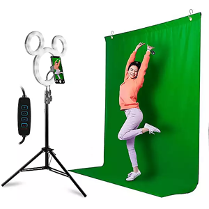 Disney Mickey Mouse Vlogging Studio Kit Selfie Ring Light Tripod Green Screen Disney Mickey Mouse Vlogging Studio Kit Selfie Ring Light Tripod Green Screen