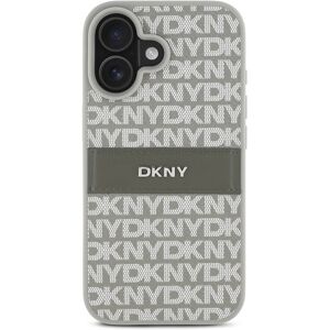 DKNY Case For Iphone 16 Repeat Pattern Tonal Stripe With Metallized Logo, Beige DKNY Case For Iphone 16 Repeat Pattern Tonal Stripe With Metallized Logo, Beige
