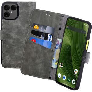 Suncase® Case For Fairphone 6 Book Case Genuine Leather Protection Cover In Antique Gray Suncase® Case For Fairphone 6 Book Case Genuine Leather Protection Cover In Antique Gray