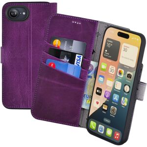 Suncase® Case For Iphone 16e Bag Book Case Real Leather Case Cover In Antique Purple Suncase® Case For Iphone 16e Bag Book Case Real Leather Case Cover In Antique Purple