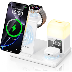 Does Not Apply ⚡6 In 1 Wireless Charging Station With Alarm Clock For Iphone Watch Airpods 15w Does Not Apply ⚡6 In 1 Wireless Charging Station With Alarm Clock For Iphone Watch Airpods 15w