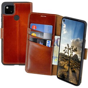 Suncase® Case For Google Pixel 4a 4g Book Case Real Leather Protection Cover In Cognac Suncase® Case For Google Pixel 4a 4g Book Case Real Leather Protection Cover In Cognac