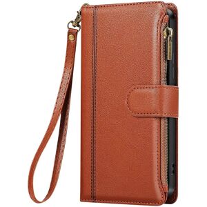 Avizar Wallet Case For Galaxy S25 / S24 With Zip And Removable Strap, Brown Avizar Wallet Case For Galaxy S25 / S24 With Zip And Removable Strap, Brown