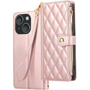 Avizar Textured Wallet Case For Iphone 15 With Video Stand And Card Holder, Pink Avizar Textured Wallet Case For Iphone 15 With Video Stand And Card Holder, Pink