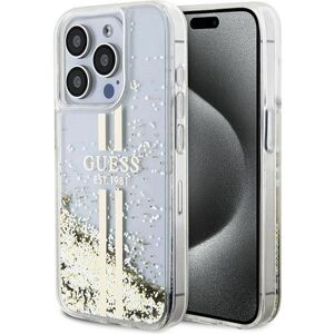 Guess iPhone 15 Pro Max Liquid Glitter Gold Stripes - Transparent Case Guess iPhone 15 Pro Max Liquid Glitter Gold Stripes - Transparent Case