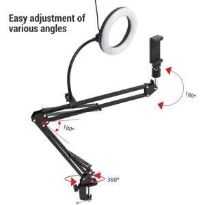Ring Light With Overhead Phone Mount Articulating Arm Phone Holder Desk Lig Sg Ring Light With Overhead Phone Mount Articulating Arm Phone Holder Desk Lig Sg