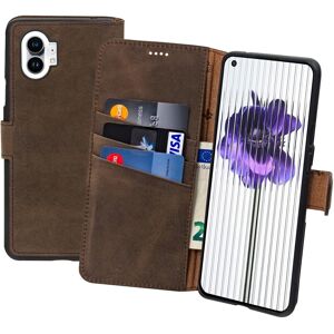Suncase Case For Nothing Phone (1) Book Case Real Leather Protection Cover Antique Brown Suncase Case For Nothing Phone (1) Book Case Real Leather Protection Cover Antique Brown