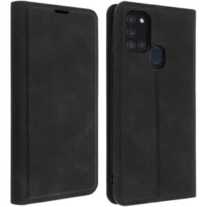 Avizar Galaxy A21s Black Soft Touch Case with Card Holder - Support Avizar Galaxy A21s Black Soft Touch Case with Card Holder - Support