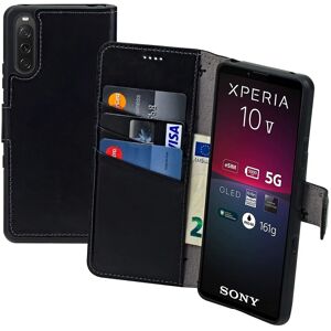 Suncase Case For Sony Xperia 10 V 5g Book Case Genuine Leather Protective Cover In Black Suncase Case For Sony Xperia 10 V 5g Book Case Genuine Leather Protective Cover In Black