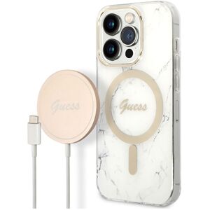 Guess iPhone 14 Pro Marble Case & MagSafe Charger - Phone Case & Wireless Charger Set Guess iPhone 14 Pro Marble Case & MagSafe Charger - Phone Case & Wireless Charger Set