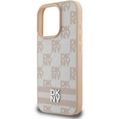 DKNY iPhone 16 Pro Pink Case - Checkered & Striped DKNY iPhone 16 Pro Pink Case - Checkered & Striped